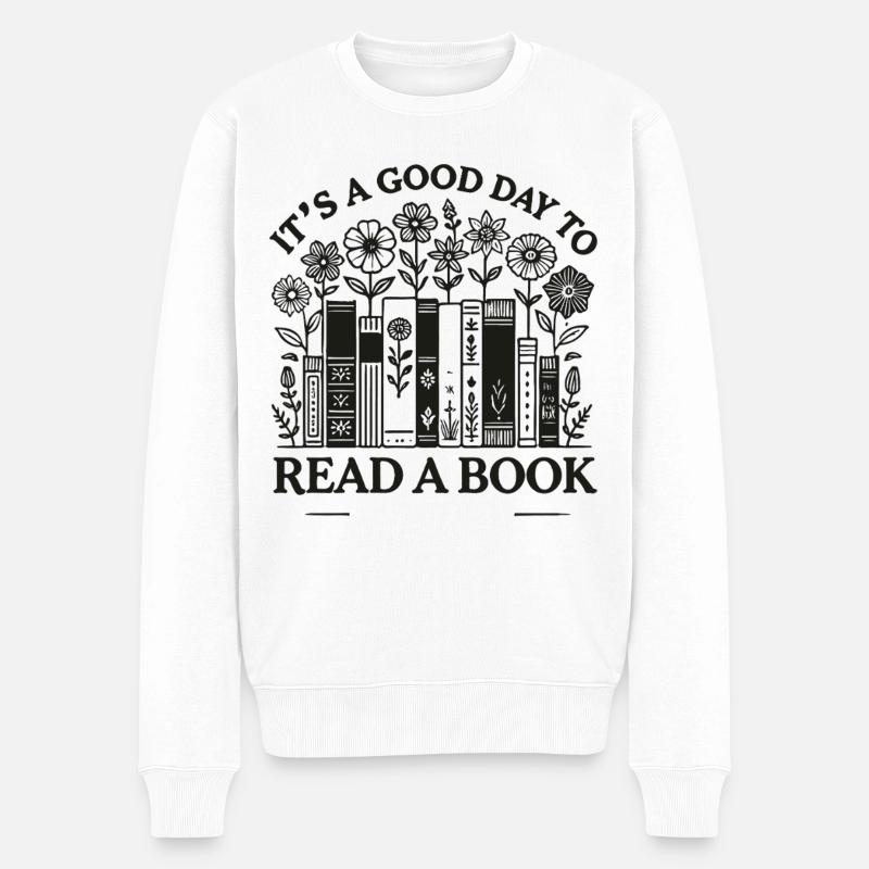 Bücherwurm Leseratte Lustiger Buch Spruch Florales - Männer Premium Bio Pullover - Weiß