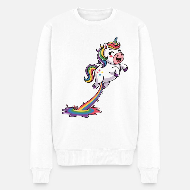 Einhorn Pups - Männer Premium Bio Pullover - Weiß