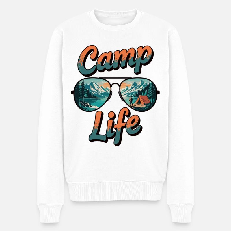 Camp Life – Abenteuer pur - Männer Premium Bio Pullover - Weiß