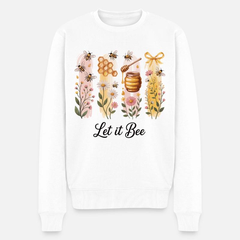 Fleurs, miel et abeilles - Pull Premium bio Homme - blanc