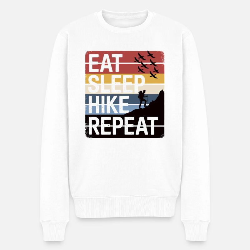 eat sleep hike repeat - Männer Premium Bio Pullover - Weiß