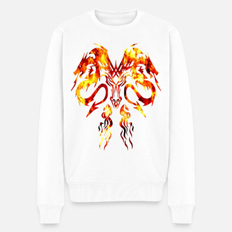 Dragons and Fire - Männer Premium Bio Pullover - Weiß