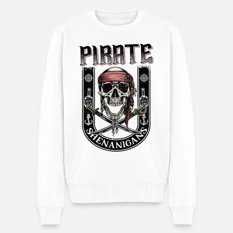 Laissez les manigances de pirates commencer le style de tatouage - Pull Premium bio Homme - blanc