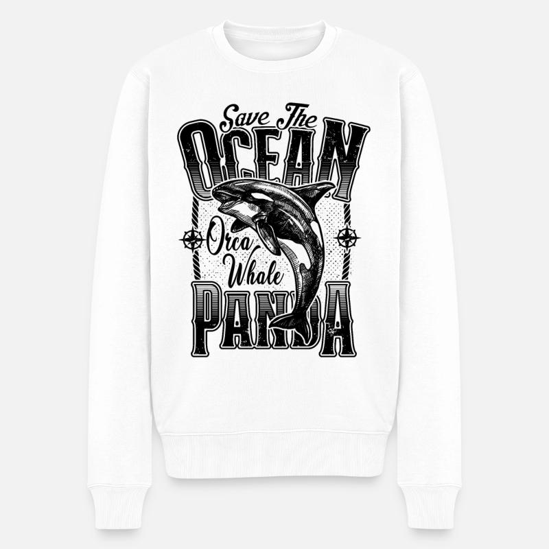 Rettet das Meer Pandas Rescue Killer Wal Orcas - Männer Premium Bio Pullover - Weiß