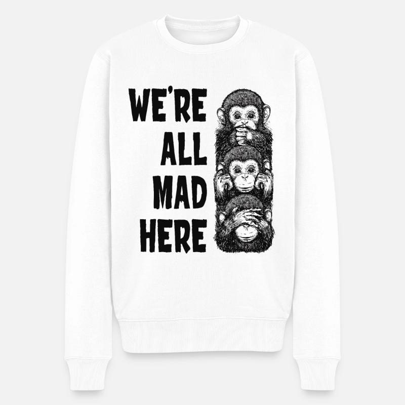 Drei Affen Nichts sehen, nichts sagen, nichts höre - Männer Premium Bio Pullover - Weiß