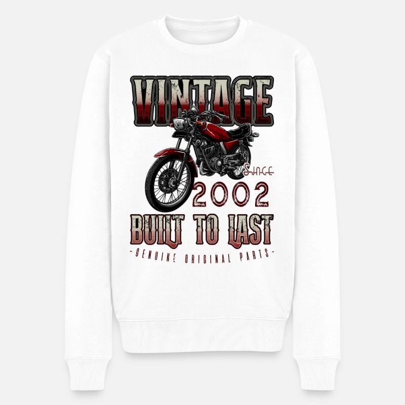 Vintage Motorrad Biker Motorrad Geburtstag 2002 - Männer Premium Bio Pullover - Weiß