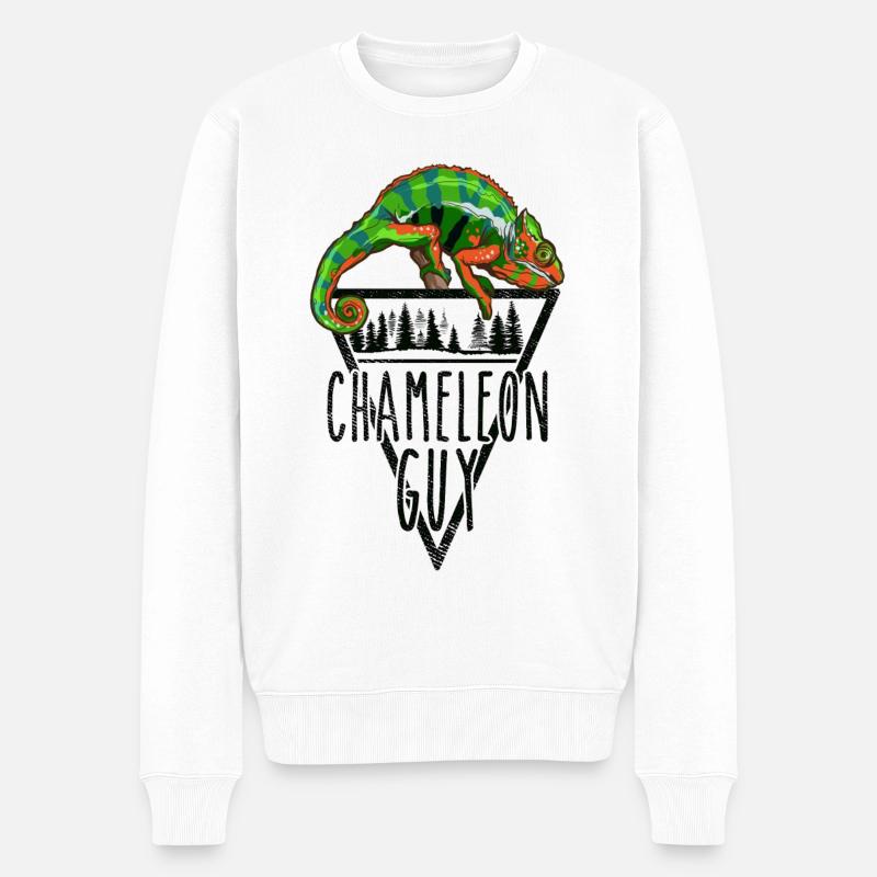 Das Chamäleon Guy Panther Chamäleon - Männer Premium Bio Pullover - Weiß