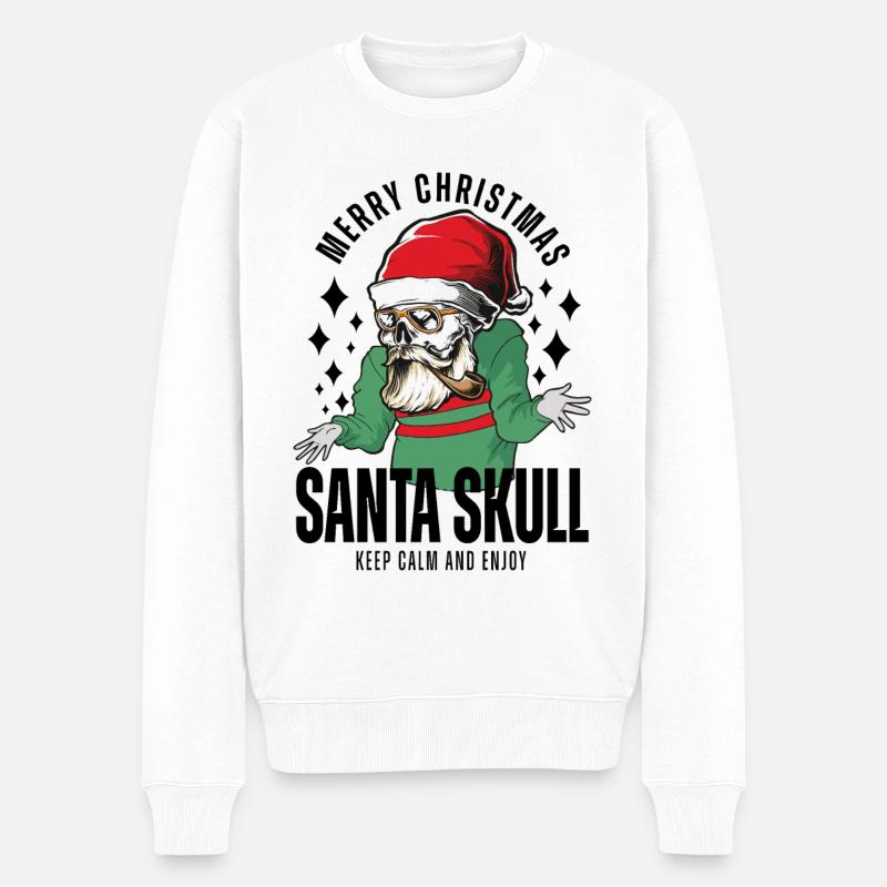 Nikolaus Skull Design de Noël - Pull Premium bio Homme - blanc