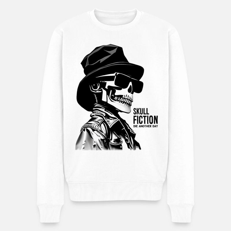 Skull Fiction Totenkopf Schädel Kunst - Männer Premium Bio Pullover - Weiß