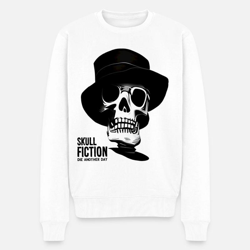 Totenkopf Skull Fiction Totenschädel - Männer Premium Bio Pullover - Weiß