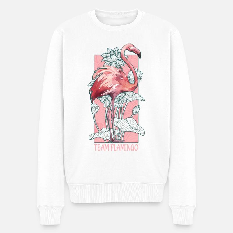 Team Flamingo Aquarell Wasserfarben Tiere - Männer Premium Bio Pullover - Weiß