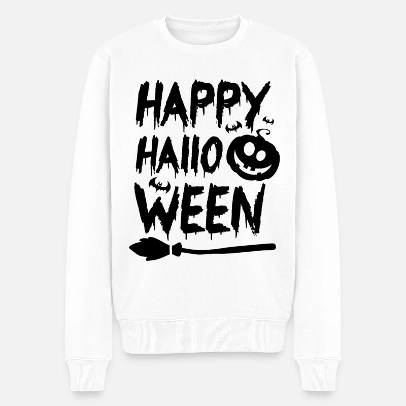 Lettrage d’Halloween Joyeux Halloween - Pull Premium bio Homme - blanc