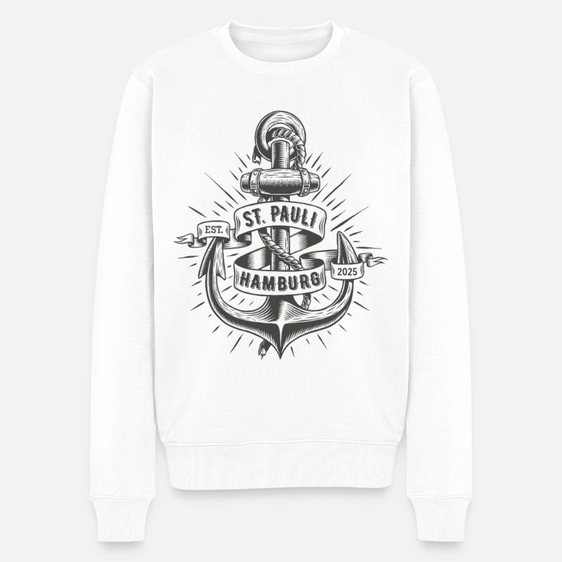 St. Pauli Anker Reeperbahn Kiez - Pull Premium bio Homme - blanc