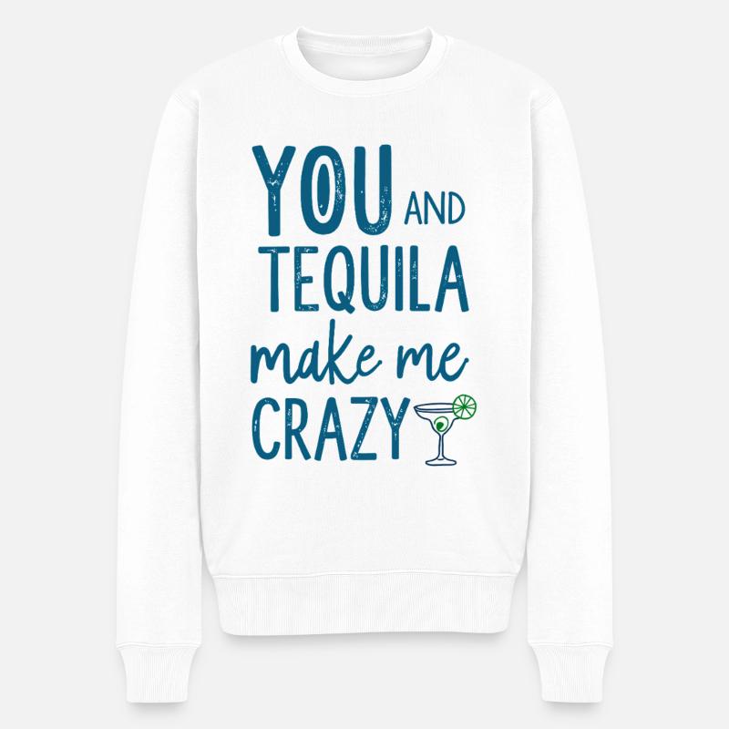 Tequila Party Spruch Zitat - Männer Premium Bio Pullover - Weiß