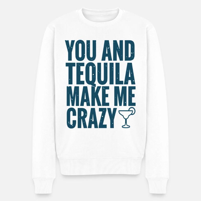 Tequila Party Spruch Zitat - Männer Premium Bio Pullover - Weiß