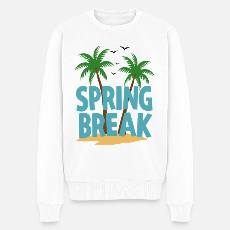 Spring Break Palmen Strand - Männer Premium Bio Pullover - Weiß