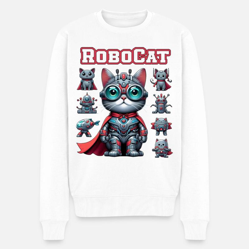 Robocat Robot Chat Drôles D’animaux - Pull Premium bio Homme - blanc