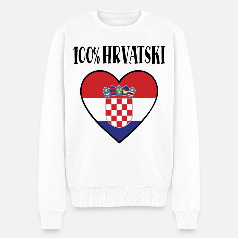 100 Hrvatska Croatie Drapeau Coeur - Pull Premium bio Homme - blanc