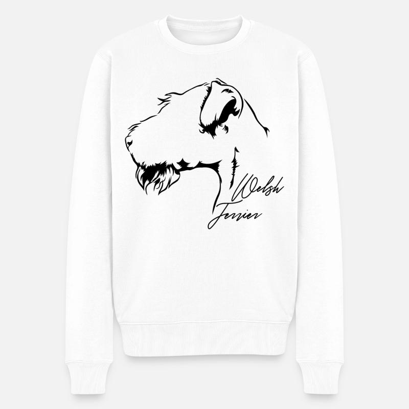 WELSH TERRIER Profil Hunde Hund Wilsigns - Männer Premium Bio Pullover - Weiß