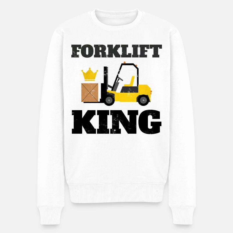 Forklift King - Männer Premium Bio Pullover - Weiß