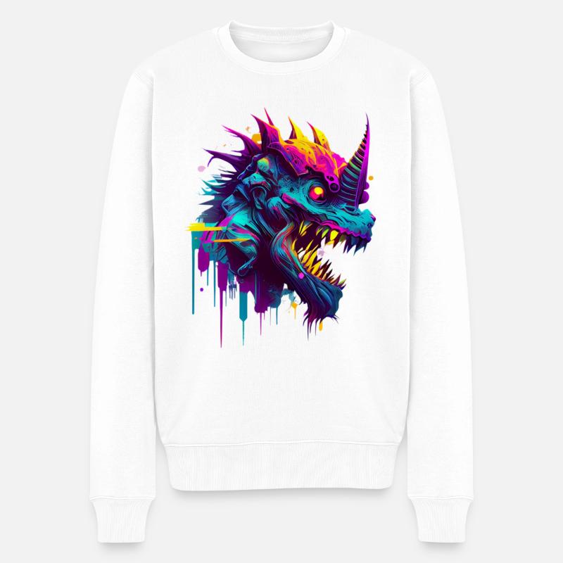 Monster Einhorn - Männer Premium Bio Pullover - Weiß