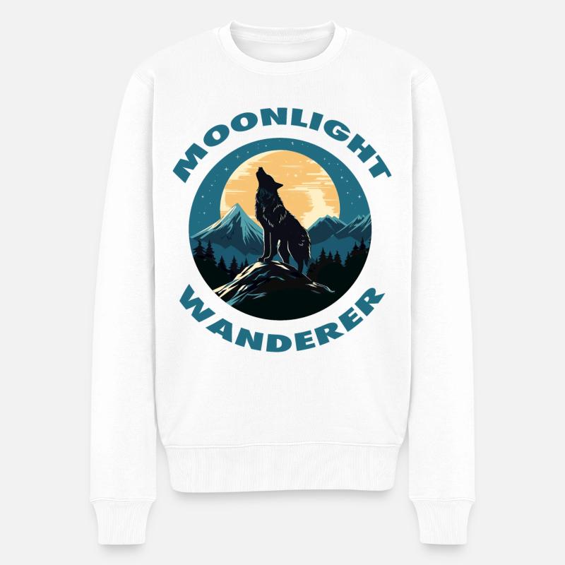 Moonlight Wanderer - Männer Premium Bio Pullover - Weiß