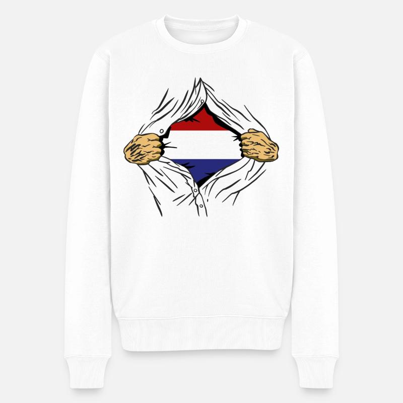 Pays-Bas Drapeau Hollande Drapeau néerlandais - Pull Premium bio Homme - blanc