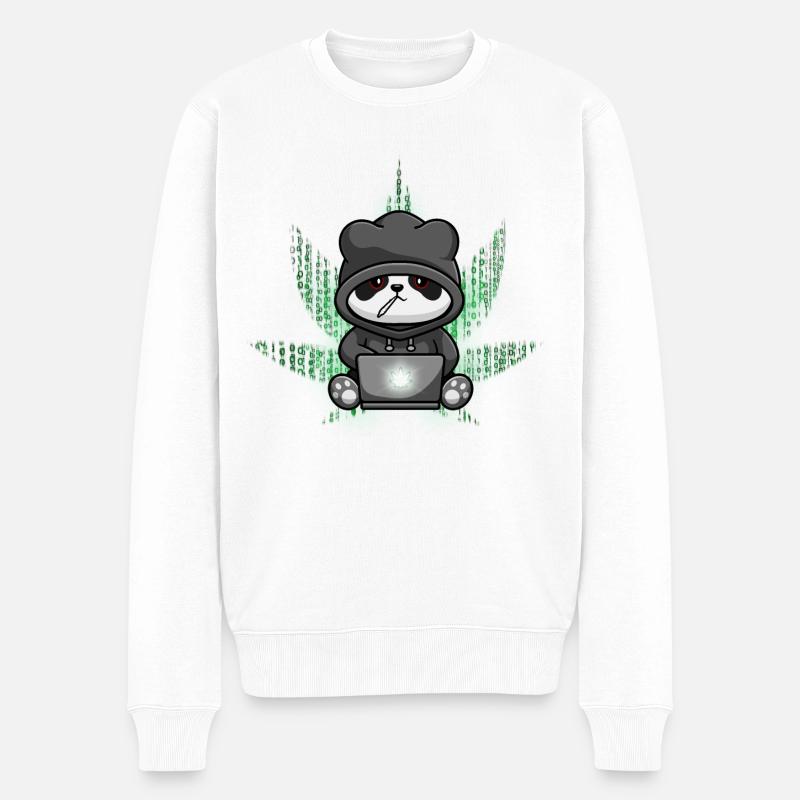 Hacker Panda Édition Hacker - Pull Premium bio Homme - blanc