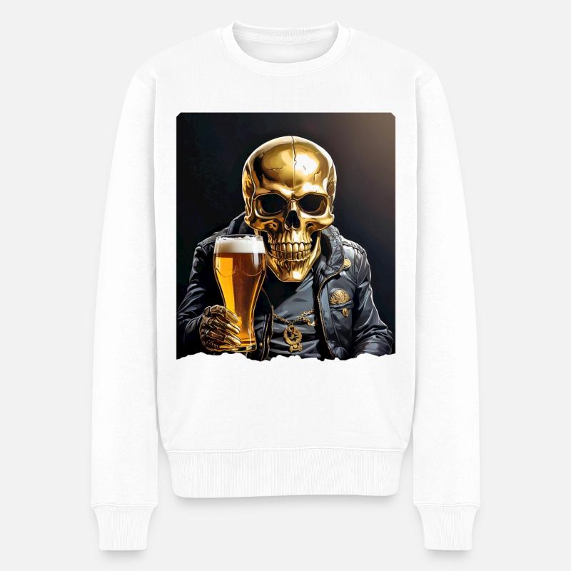 Bier Skull 0.8 - Männer Premium Bio Pullover - Weiß