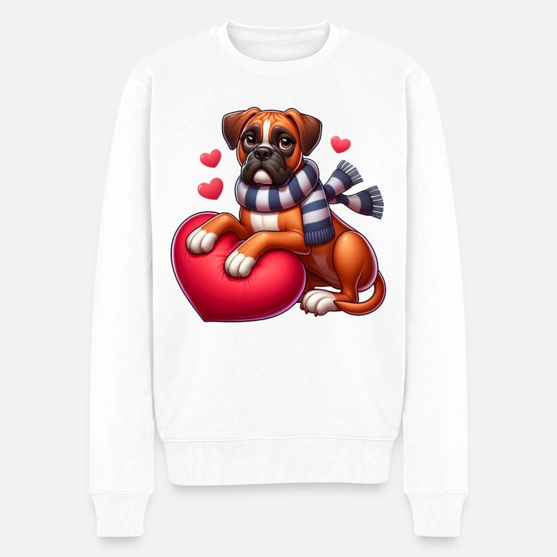 Boxer Chien Amour - Pull Premium bio Homme - blanc