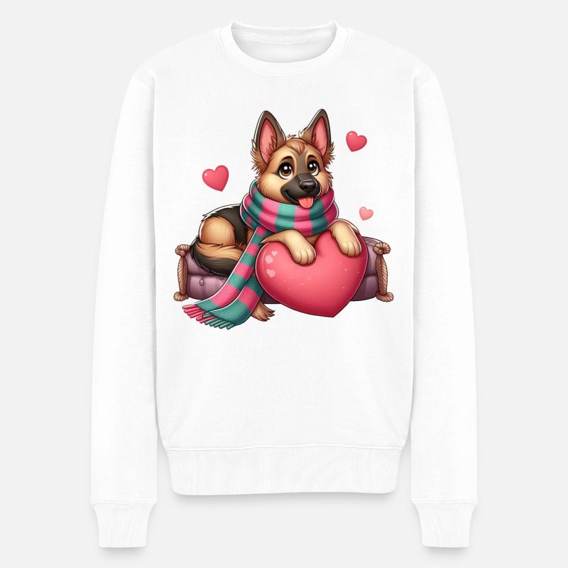 Deutscher Schäferhund - Männer Premium Bio Pullover - Weiß