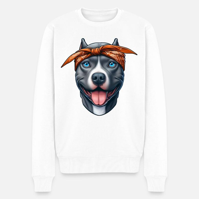 Pitbull chiot dessin animé - Pull Premium bio Homme - blanc