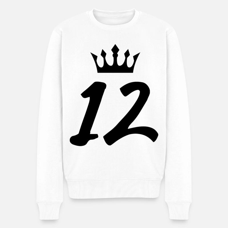 12 Zahl Krone - Männer Premium Bio Pullover - Weiß