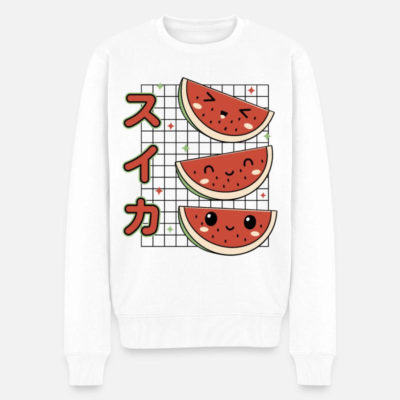 Pastèques Kawaii - Pull Premium bio Homme - blanc