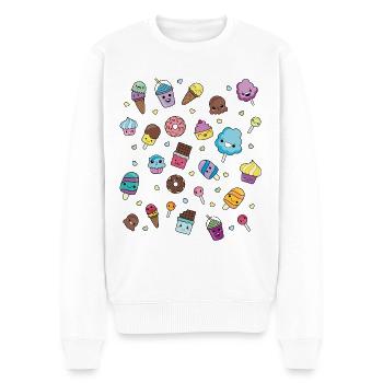 Kawaii doodle - sweets - Men's Premium Organic Jumper - white - Front - Thijin (182cm)
