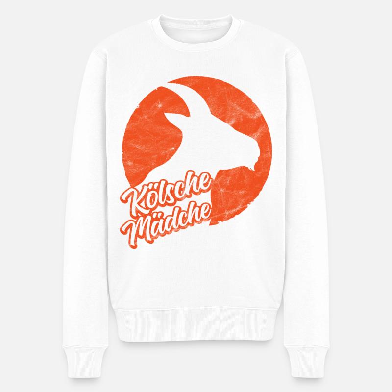 Kölsche Mädche Köln Kölnerin Geißbock - Männer Premium Bio Pullover - Weiß
