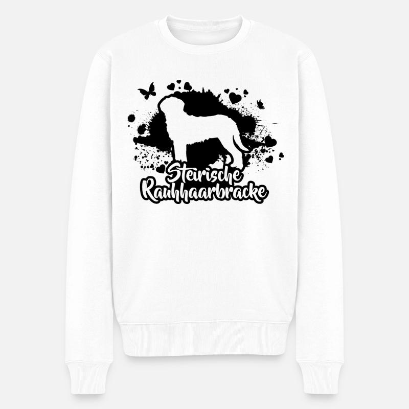 STEIRISCHE RAUHHAARBRACKE Jagdhunde Wilsigns Hunde - Männer Premium Bio Pullover - Weiß