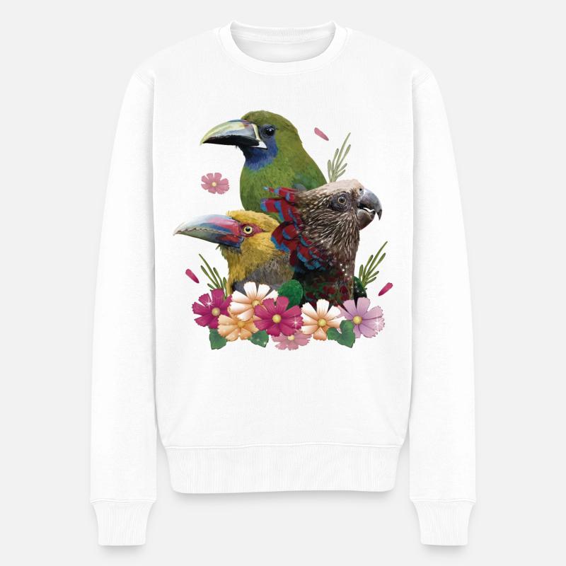Toucans et perroquet - Pull Premium bio Homme - blanc