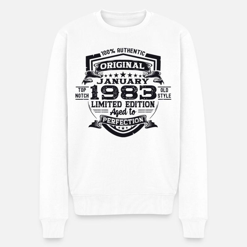 Jahrgang 1983 Januar 40. Geburtstag Geschenk Mann - Männer Premium Bio Pullover - Weiß