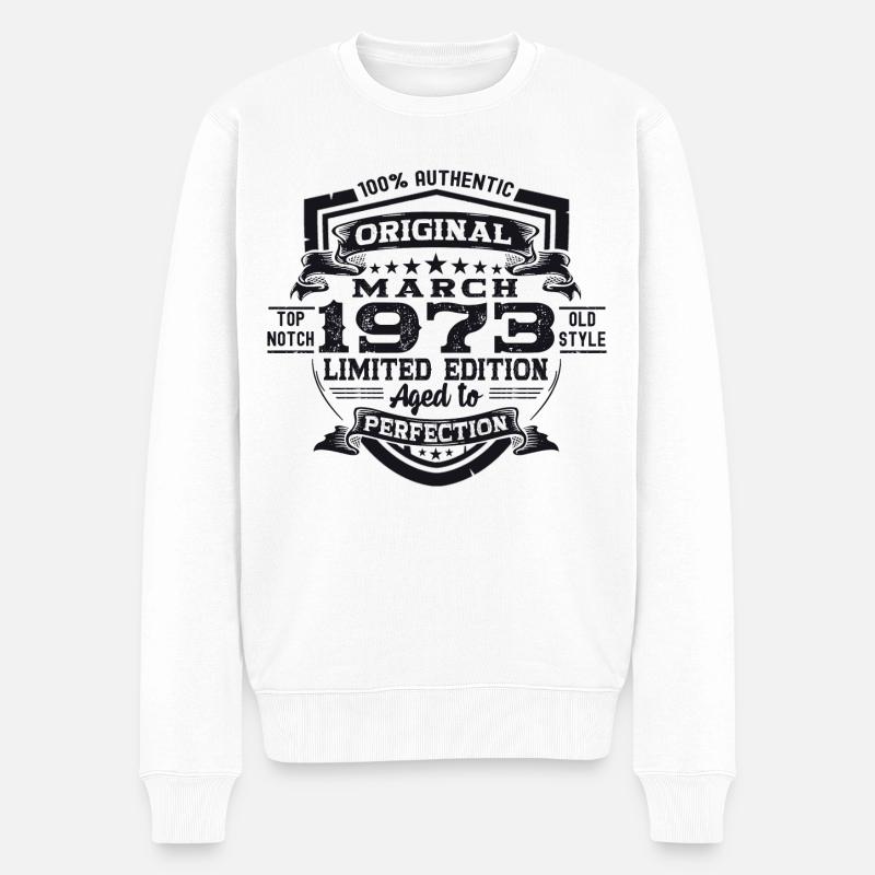 50. Geburtstag Mann Original März Jahrgang 1973 - Männer Premium Bio Pullover - Weiß