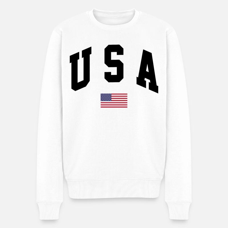 États-Unis États-Unis d’Amérique Graphique - Pull Premium bio Homme - blanc