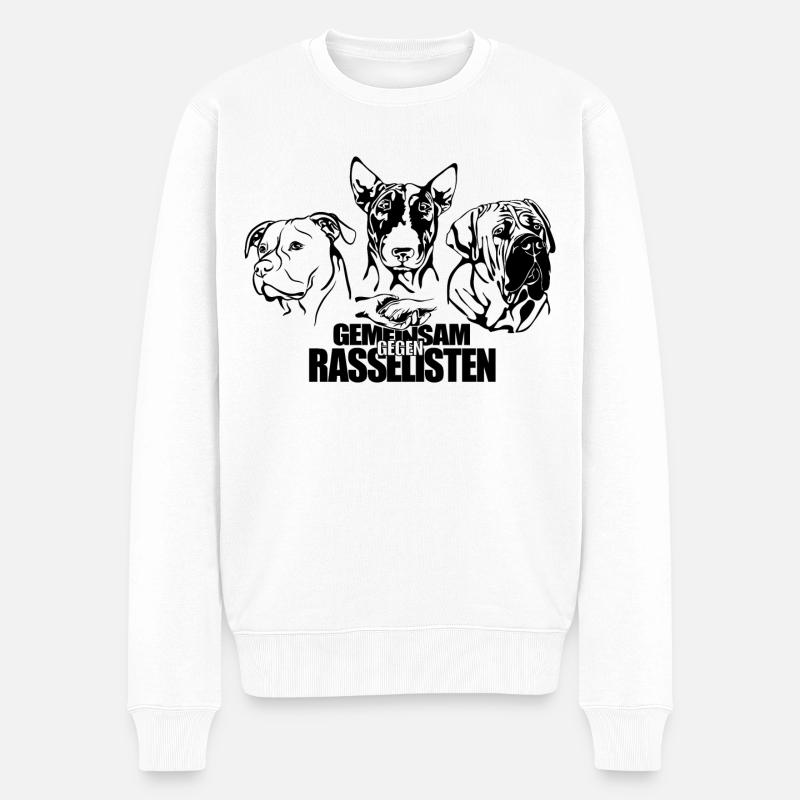 GEMEINSAM GEGEN RASSELISTEN Listenhunde Wilsigns - Männer Premium Bio Pullover - Weiß