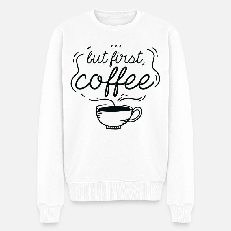 ... Aber zuerst, Kaffee - Männer Premium Bio Pullover - Weiß