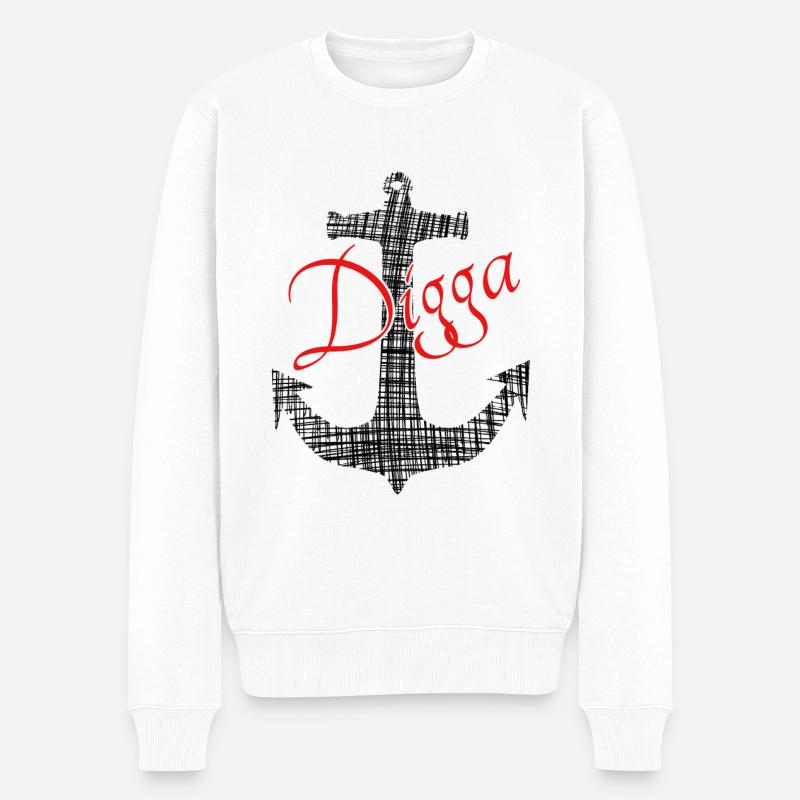 Digga Anker - Männer Premium Bio Pullover - Weiß