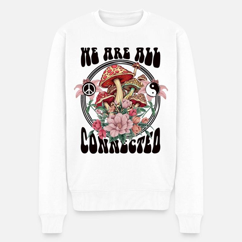 we are all connected Geschenk - Männer Premium Bio Pullover - Weiß