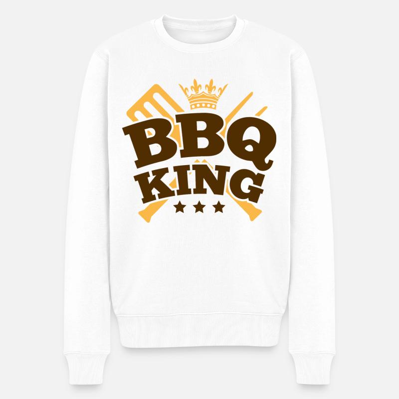 BBQ König - Männer Premium Bio Pullover - Weiß