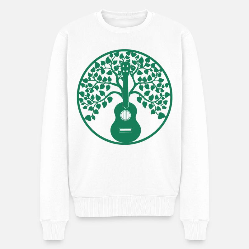 ukulele tree mandala grün - Männer Premium Bio Pullover - Weiß