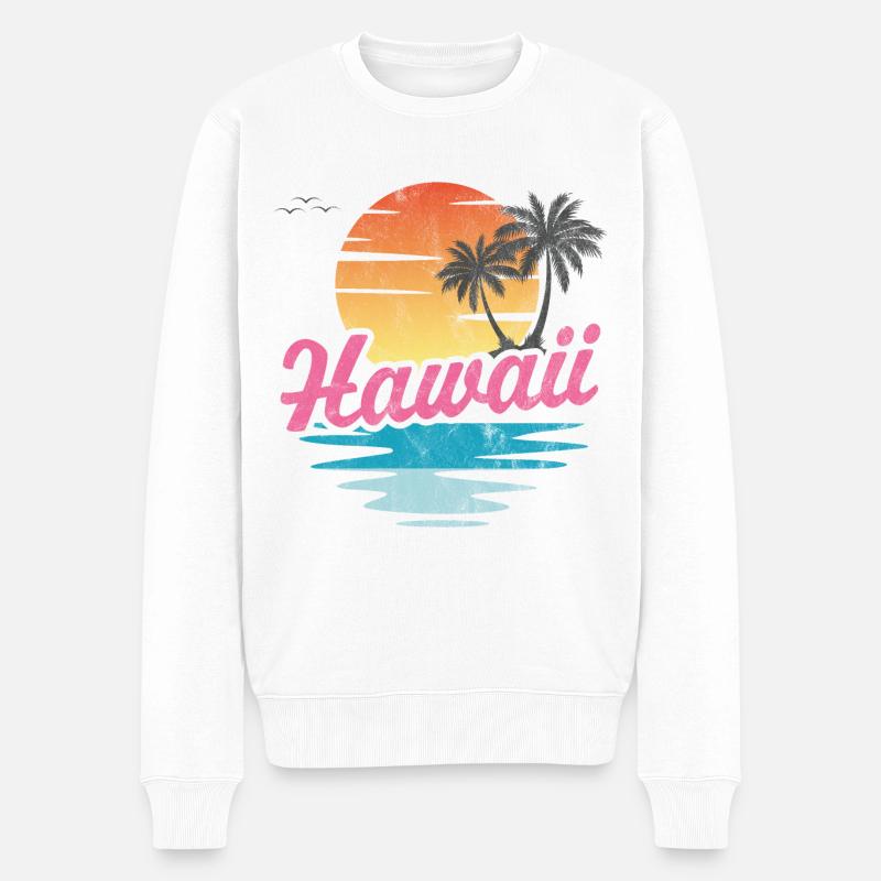 Hawaii - Männer Premium Bio Pullover - Weiß