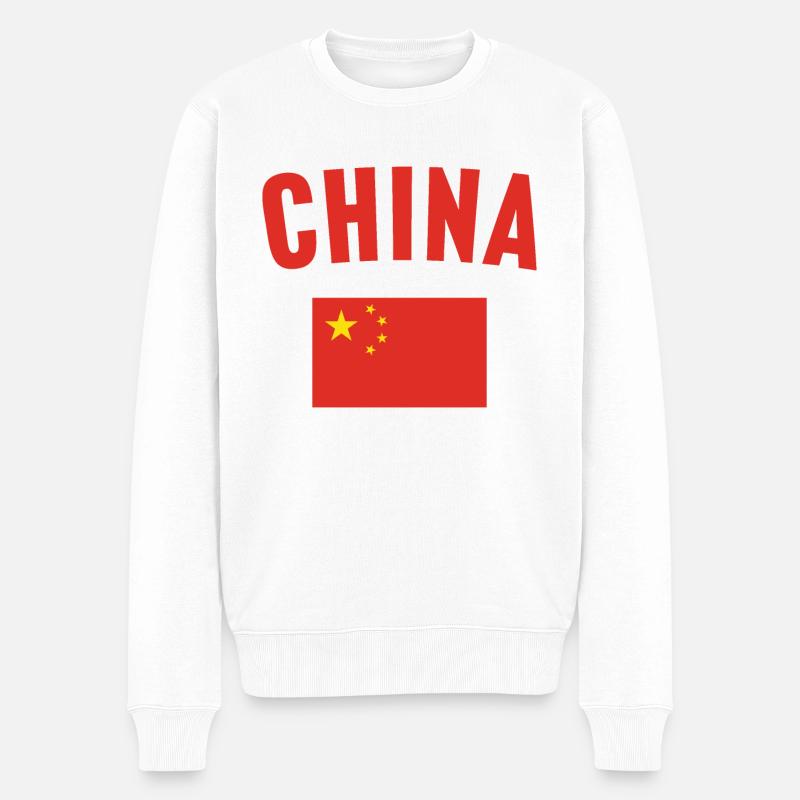 Chinesische Flagge - Männer Premium Bio Pullover - Weiß