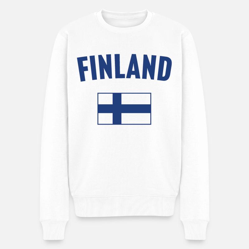 Finnland Flagge - Männer Premium Bio Pullover - Weiß